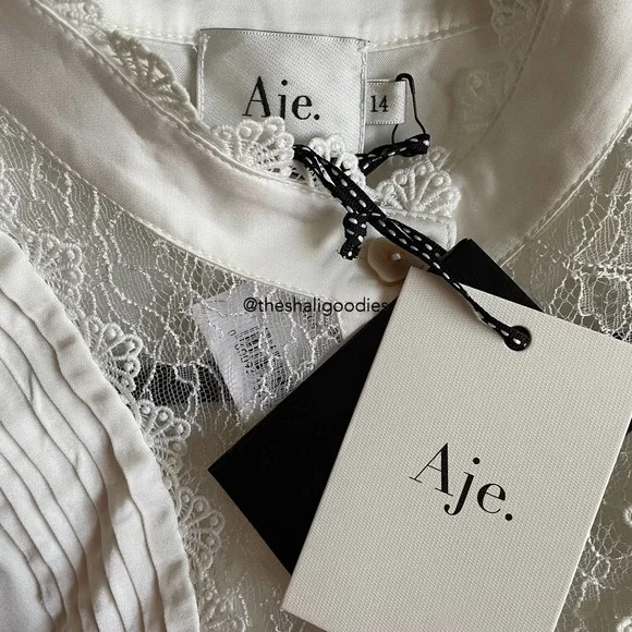 AJE Veil Lace Shirt Ivory White Button Down Top - Picture 10 of 11